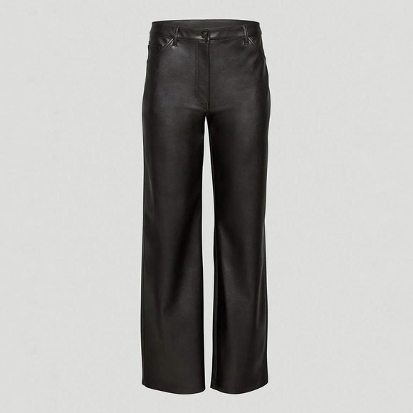 Aritzia Wilfred Free Valerie Straight Leg Vegan Leather Pants Black size 0 - Picture 2 of 16